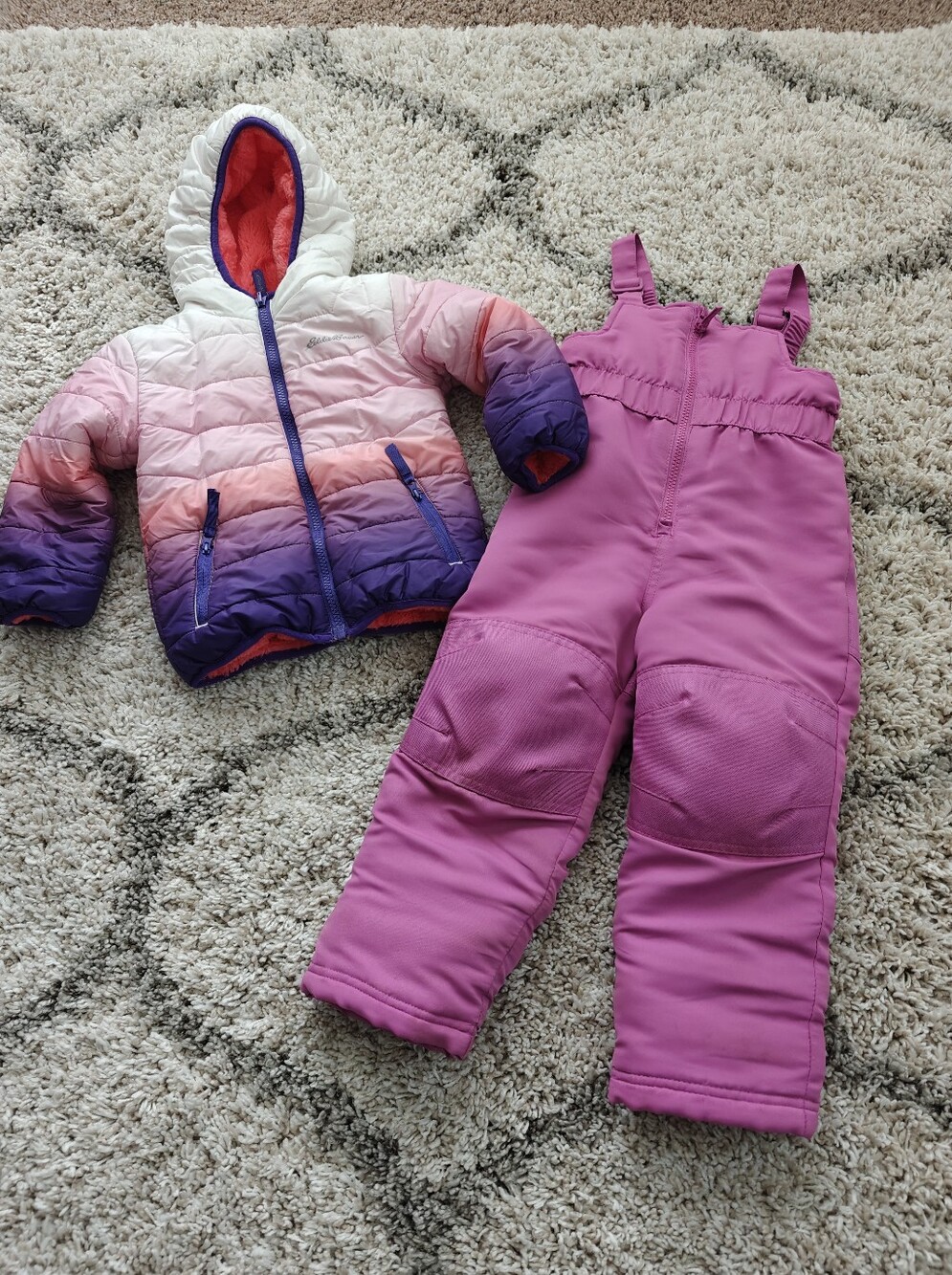 Girl Winter Coat And Snow Bib